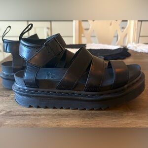 Dr. Martens Black Leather Platform Fisherman Sandals